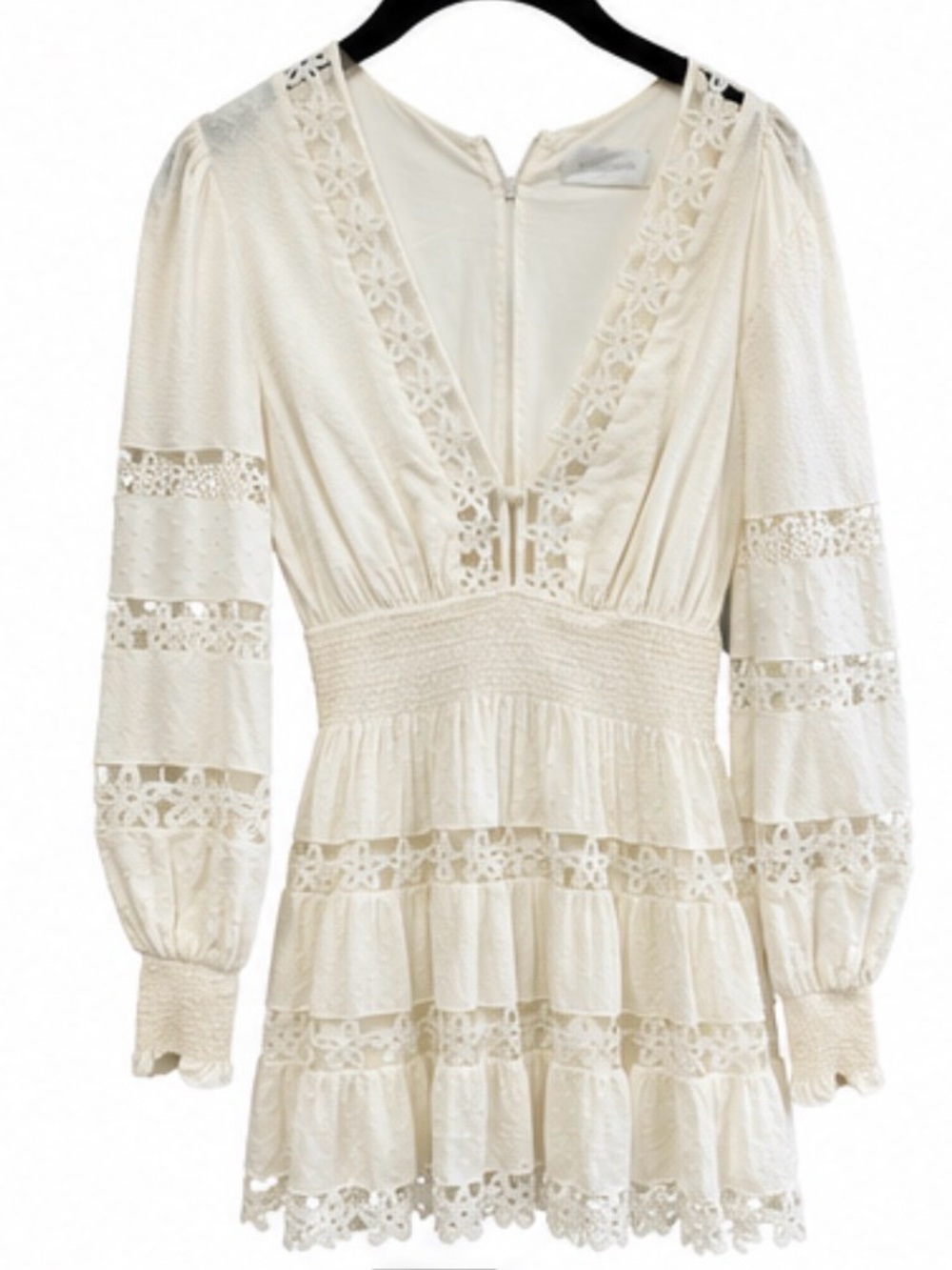 Zimmermann Cream Lace-Trim Mini Dress